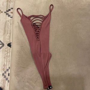 Windsor spandex body suit, maroon colored